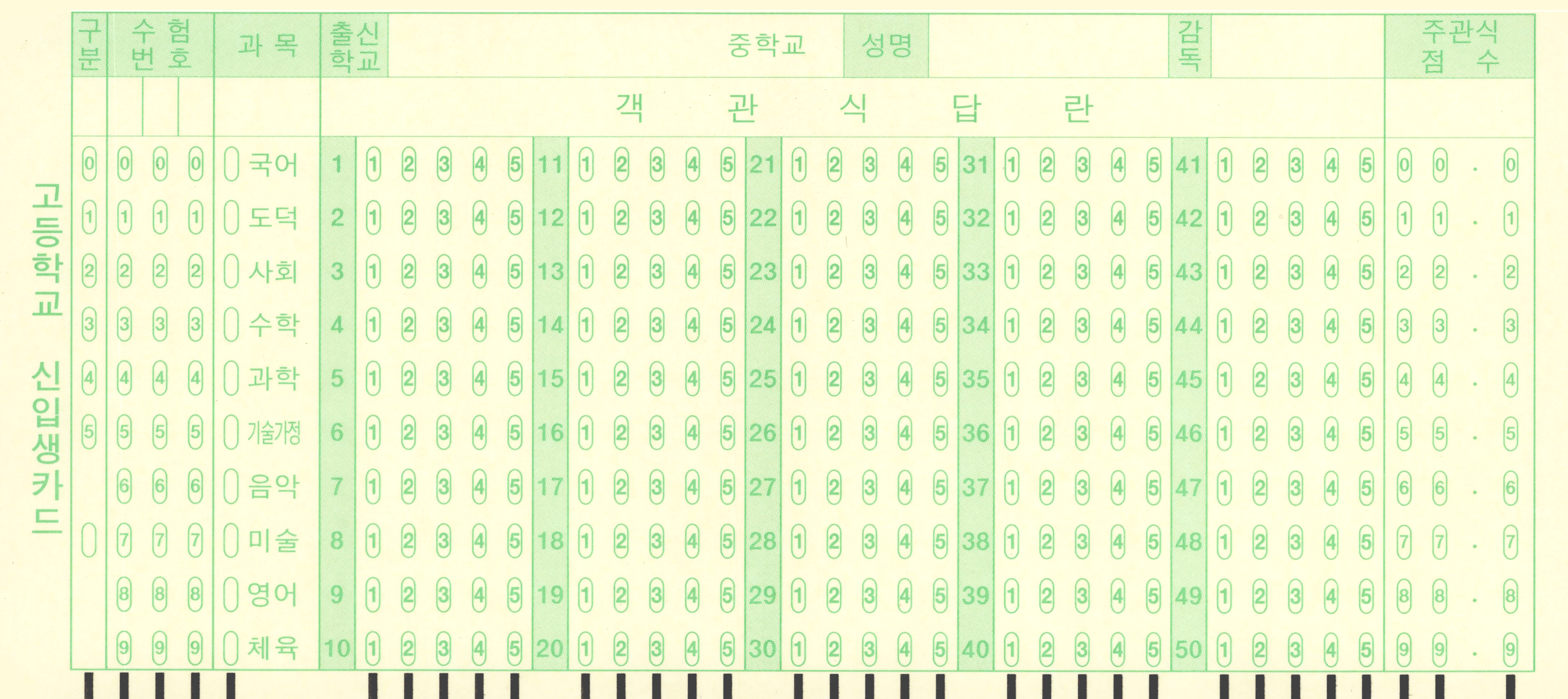 고등학교 신입생카드