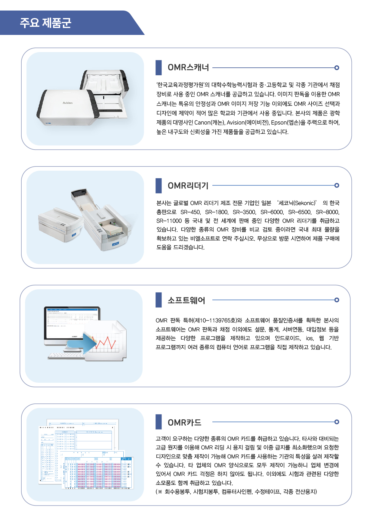 주요 제품군