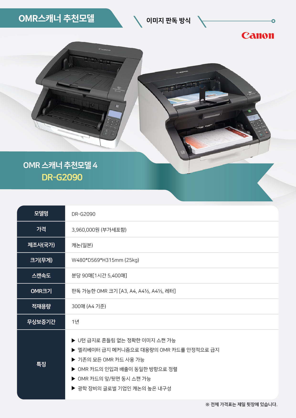 OMR스캐너 추천모델 DR-G2090